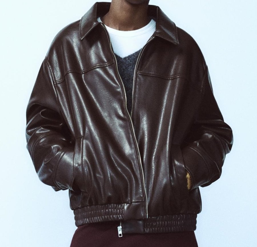 Zara Faux Leather Bomber Jacket