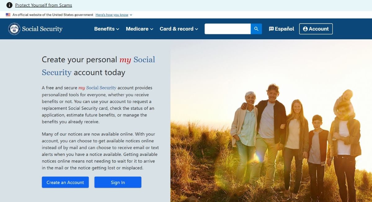 Create your personal my Social Security account today